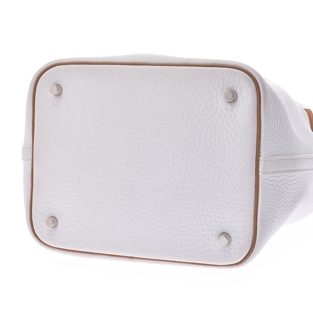 美品☆エルメスピコタンMM白トリヨンクレマンスハンドバッグ□J刻印