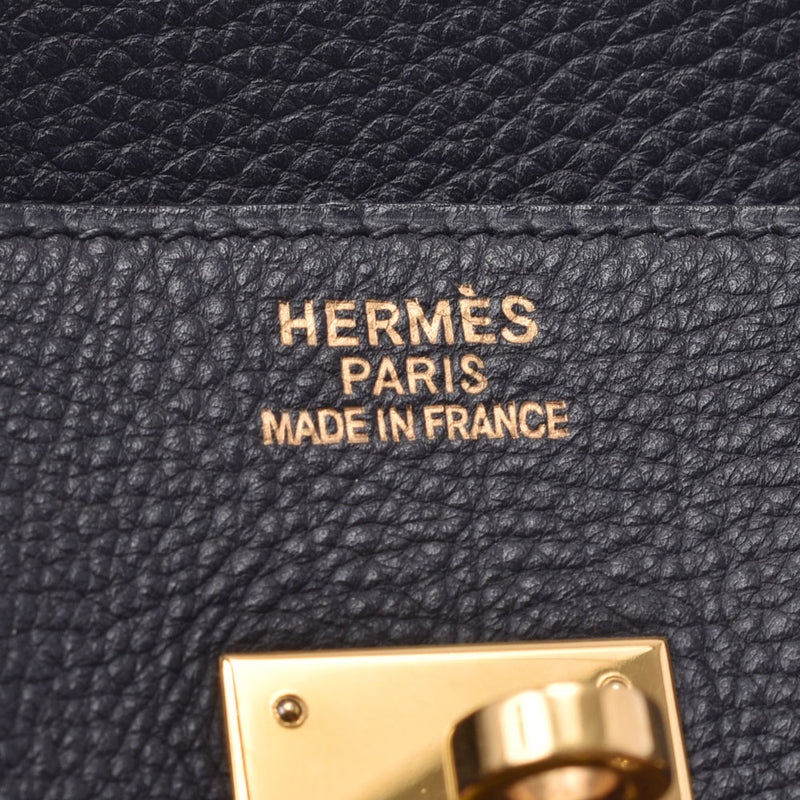 Hermes Hermes Burkin 35 Black Gold Bracket □ H-engraving (around 2004) Unisex Togo Handbags AB Rank Used Sinkjo