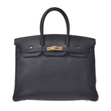 Hermes Hermes Burkin 35 Black Gold Bracket □ H-engraving (around 2004) Unisex Togo Handbags AB Rank Used Sinkjo