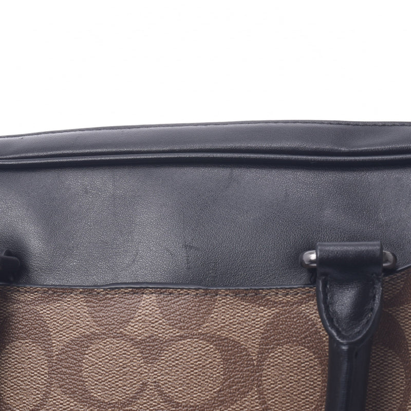 [Financial sales] COACH coach Signature 2WAY Briefcase Beige × Black F72972 Men's PVC × Leather Business Bag Unused Silgrin
