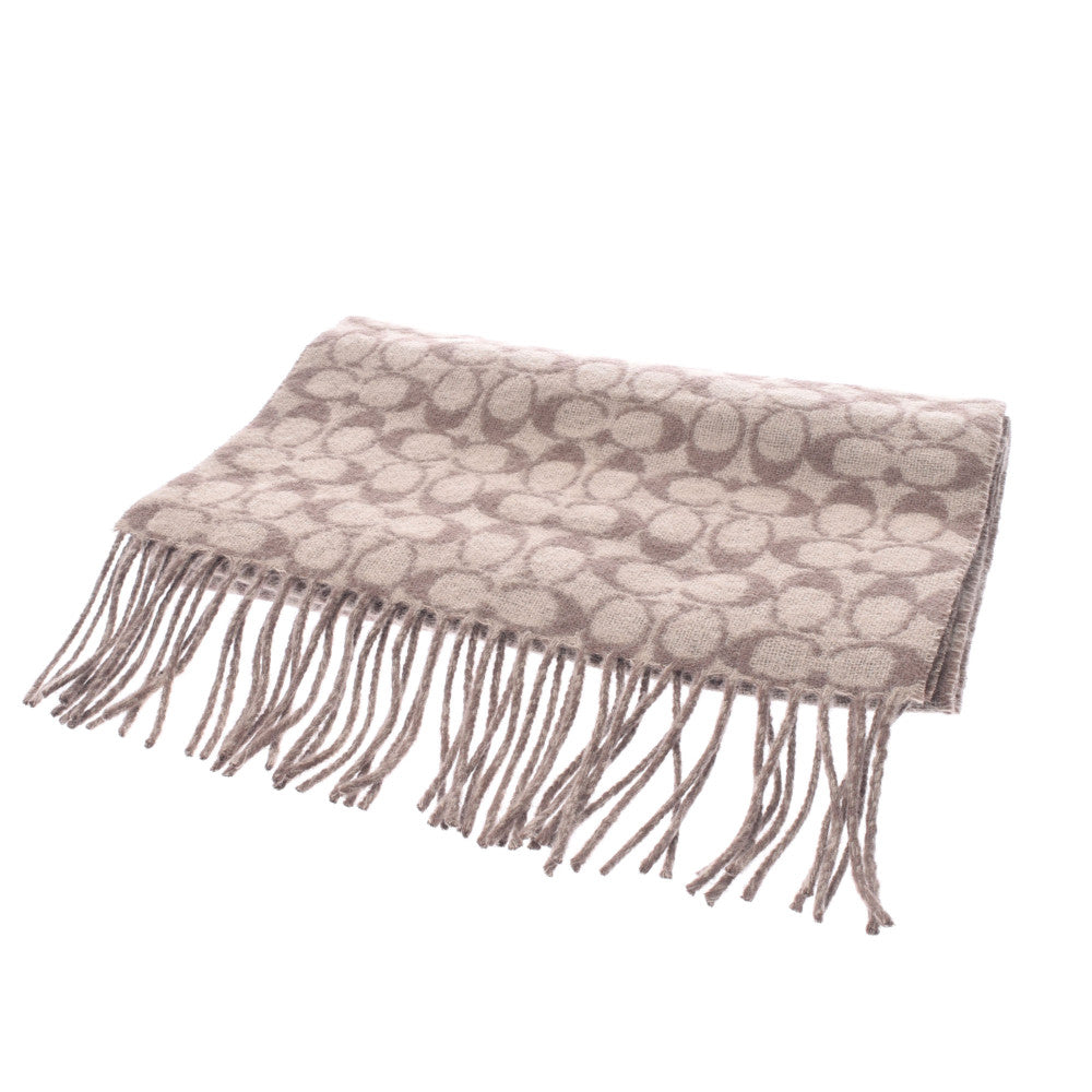 COACH＊毛布 Coach Synche Muffler & Knitted Cap Set Beige Unisex Muffler