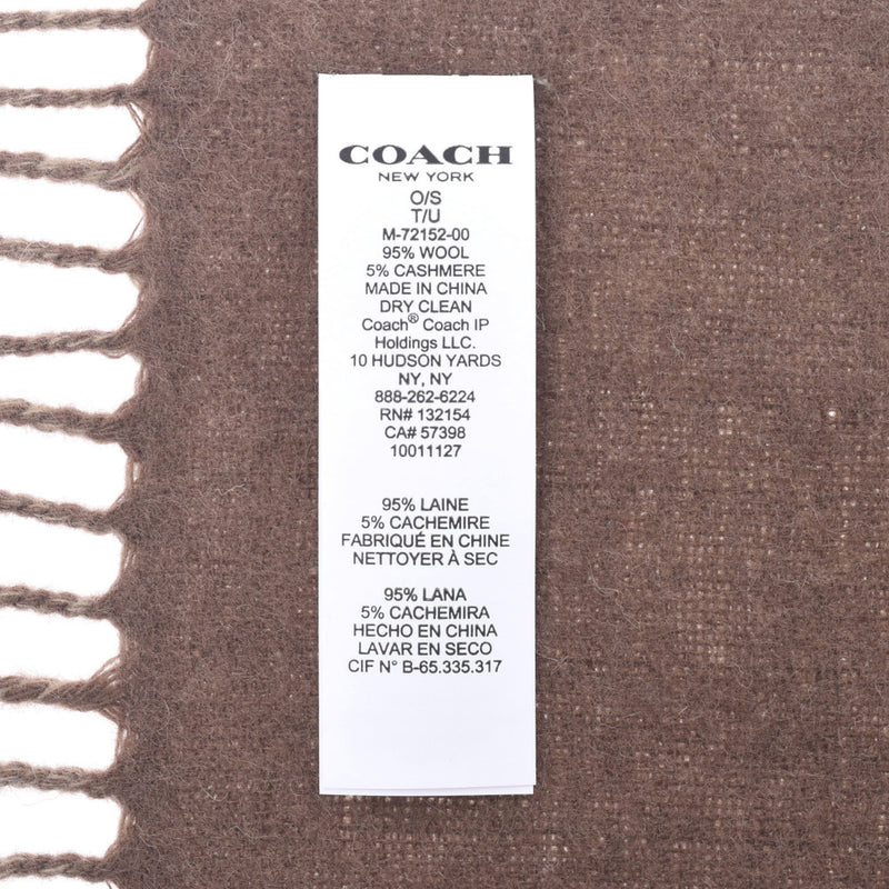 教练教练签名消声器和针织帽套米色C0647男女皆宜的羊毛95％羊绒5％消声器未使用的银