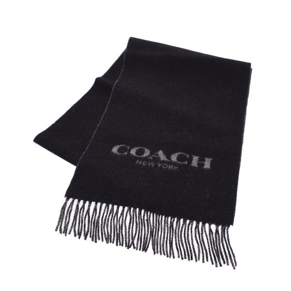 COACH Coach Black/Grey 76053 Unisex Wool 95%/Cashmere 5% Muffler Unused Ginzo