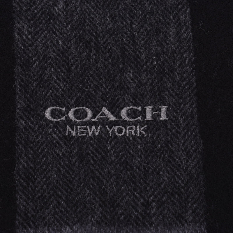 COACH Coach Stripe Black / Charcoal 76059 Unisex Wool 95% / Cashmere 5% Muffler Unused Silgrin