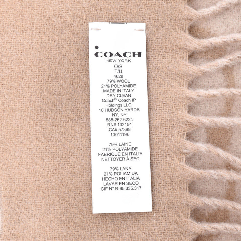 【Financial Results Sale】 COACH Coach Oversized Large Size With Pocket Camel 4628 Ladies Wool 79% Polyimide 21% Muffler Unused Ginzo