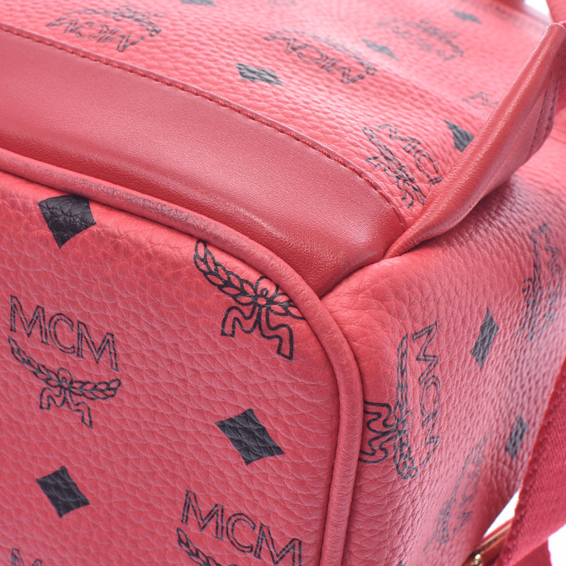 MCM MCM Moem Backpack Studs Red Women's Curf Rucks Day Pack AB Rank Used Silgrin