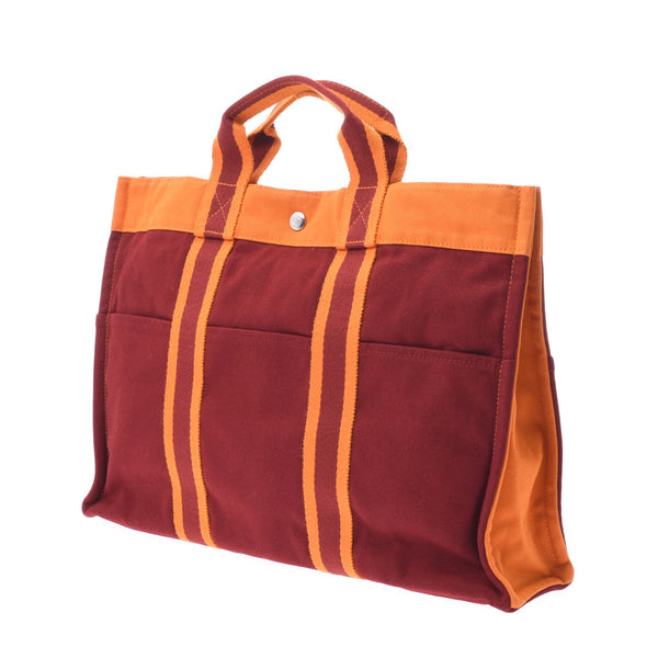 Hermes Hermes Foolto MM French Festival Hawaii Limited Bordeaux / Orange Canvas Tote Bag A-Rank Used Sinkjo