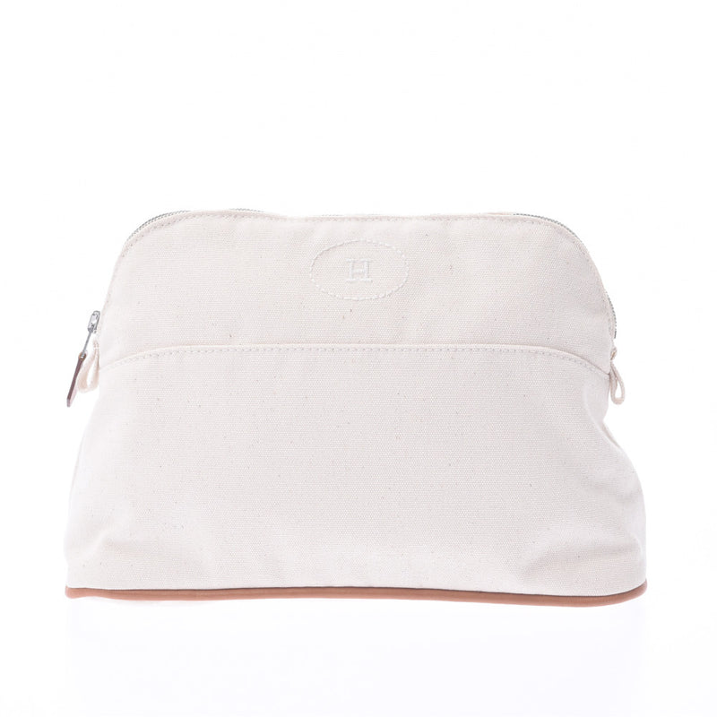 Hermes Hermes Bolid White Unisex Canvas Pouch AB Rank Used Sinkjo
