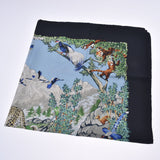 Hermes Hermes Cale 90 Animal Pattern Green / Blue / Black Women's Silk 100% Scarf A-Rank Used Silgrin