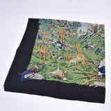 Hermes Hermes Cale 90 Animal Pattern Green / Blue / Black Women's Silk 100% Scarf A-Rank Used Silgrin