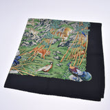 Hermes Hermes Cale 90 Animal Pattern Green / Blue / Black Women's Silk 100% Scarf A-Rank Used Silgrin