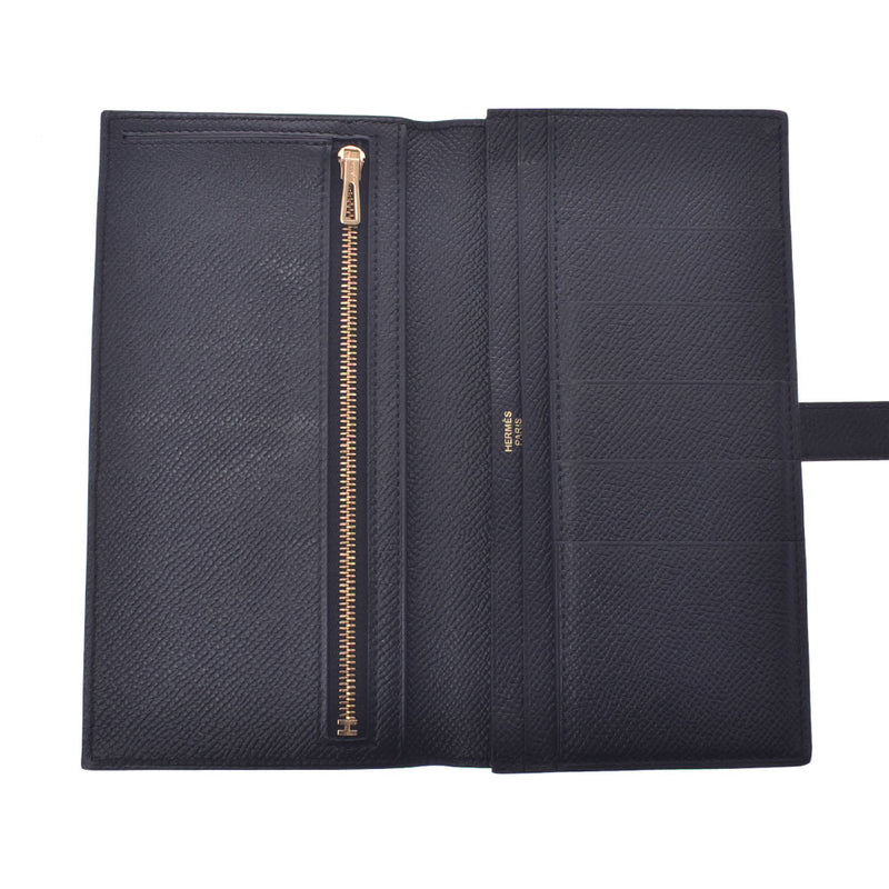 Hermes Hermes Beams Frame Black Gold Bracket C Engraved (around 2018) Unisex Voepson Long Wallet A-Rank Used Silgrin