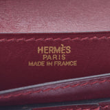 Hermes Hermes Bean Classic Two-fold wallet Rouge Ash Gold bracket □ E-engraving (around 2001) Unisex BOX calf long wallet B rank used Silgrin