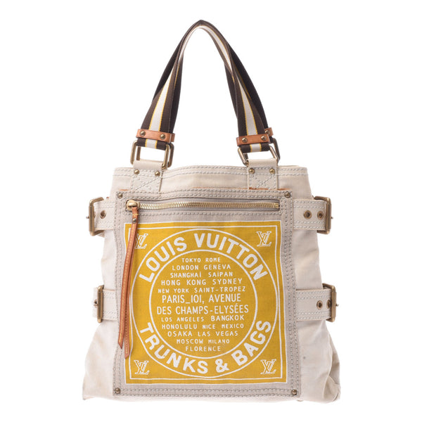 Louis Vuitton Globe Shopper MM Ivory/Yellow Unisex Tote Bag M95113
