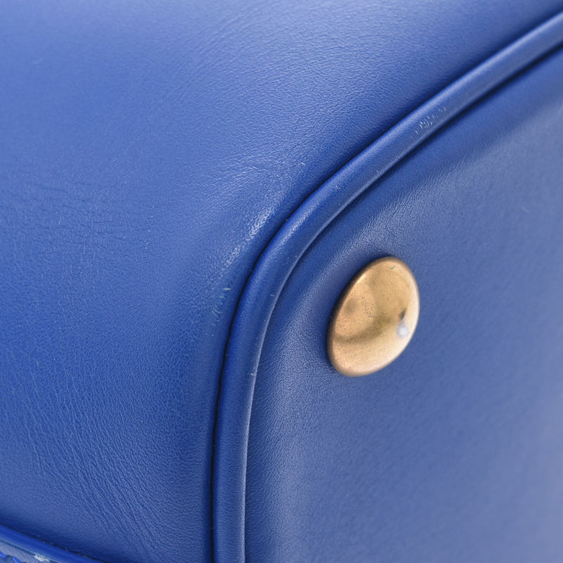 Yves Saint Laurent Ivsane Laurent Emanuel 2way Bag Blue Gold Bracket 340240 Women's Curf Shoulder Bag AB Rank Used Silgrin