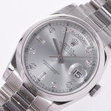 ROLEX Rolex Day Date 10P Diamond 118206A Men's PT Platinum Watch Automatic Silver Shaver A-Rank Used Silgrin