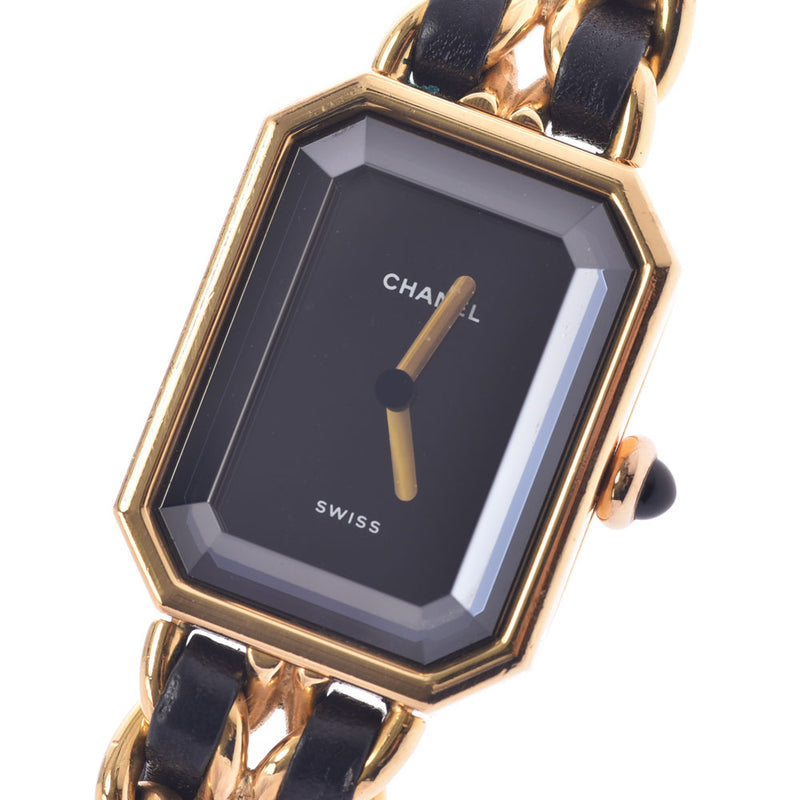 CHANEL シャネルプルミエールサイズ L Lady's GP/ leather watch quartz lindera board AB rank used silver storehouse