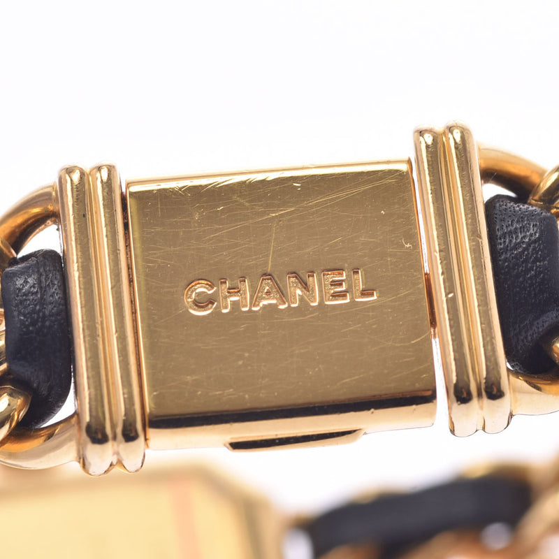 CHANEL シャネルプルミエールサイズ L Lady's GP/ leather watch quartz lindera board AB rank used silver storehouse