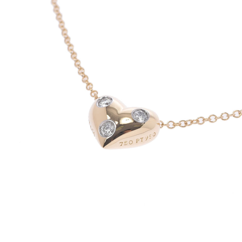 Tiffany＆Co。Tiffany Dots Heart Nikelace女士K18 YG / PT950 /钻石项链A-Rank使用Silgrin