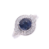 Others 16 Ladies PT1000 Platinum Diamond Royal Blue Side Fire Ring / Ring A Rank Used Silgrin