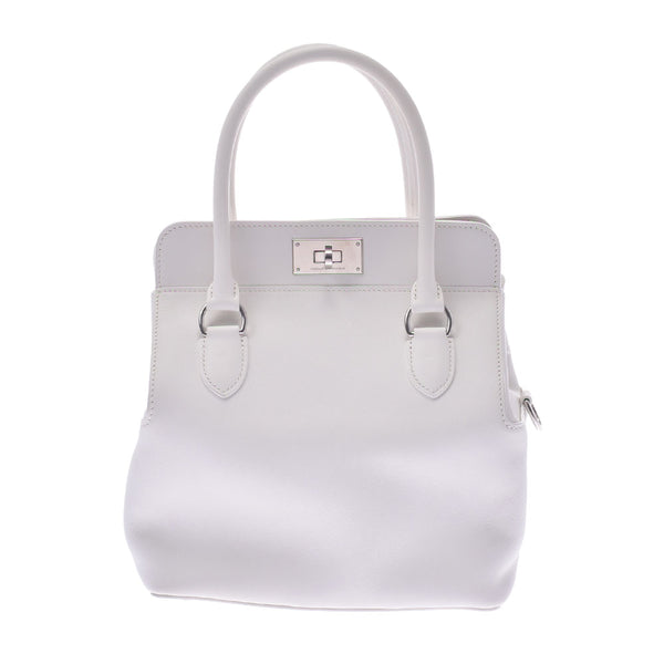 Hermes Hermes Tool Box 20 2WAY Bag White Silver Bracket T Engraved (around 2015) Women's Vase Fift Handbag A rank used Silgrin