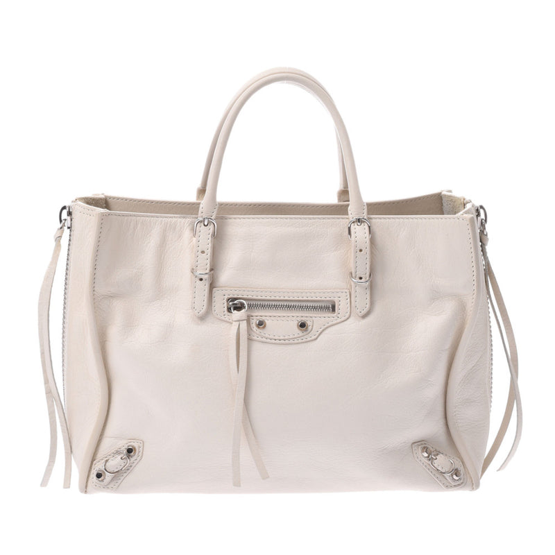 Balenciaga Valenciaga The Paper 2way Bag Ivory 370926 Women's Curf Handbags AB Rank Used Silgrin