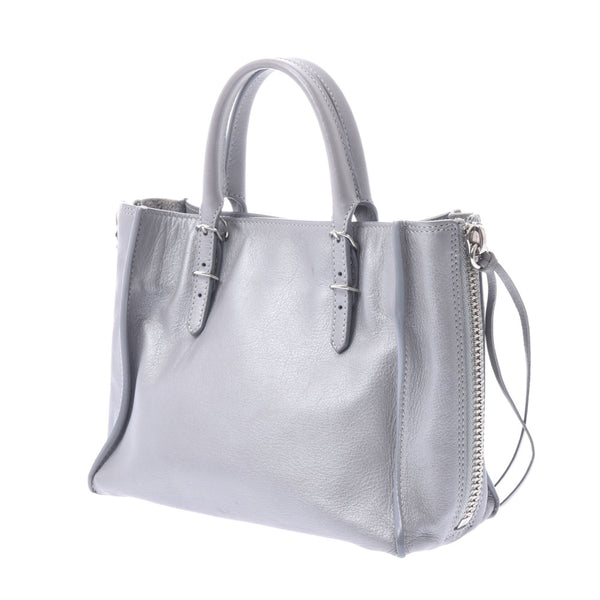 Balenciaga Valencia Paper Mini 2way Bag Silver Women's Curf Handbags AB Rank Used Silgrin