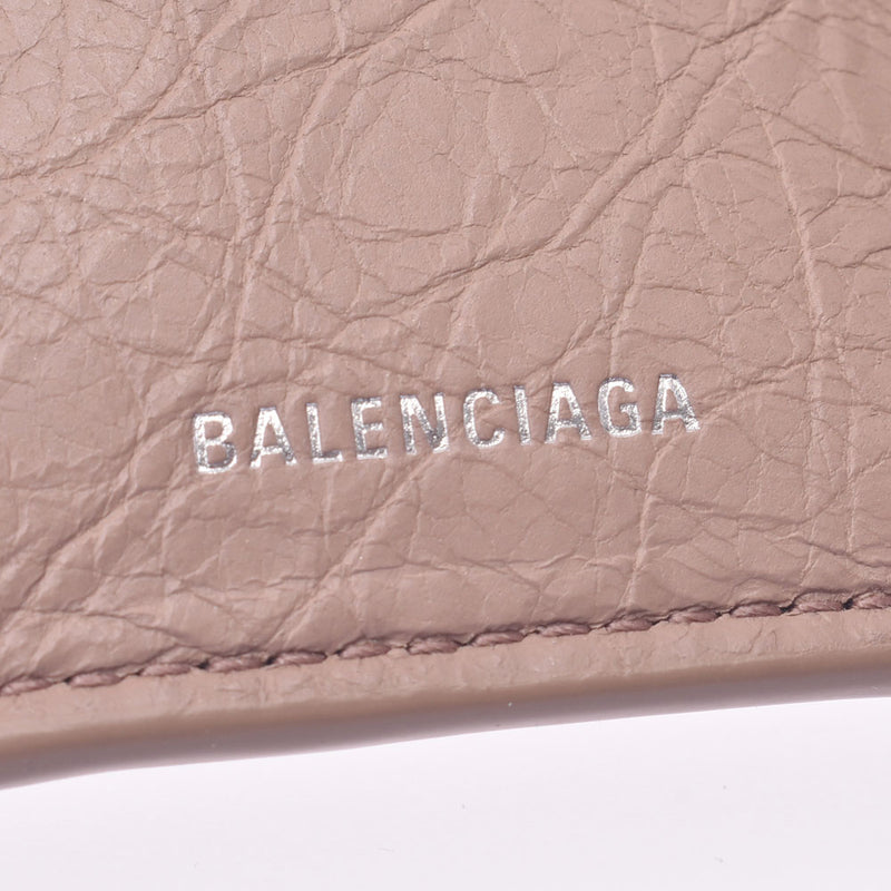 [金融销售] Balenciaga瓦伦西亚经典迷你钱包粉红色米色女士卷曲三折叠钱包未使用的Silgrin
