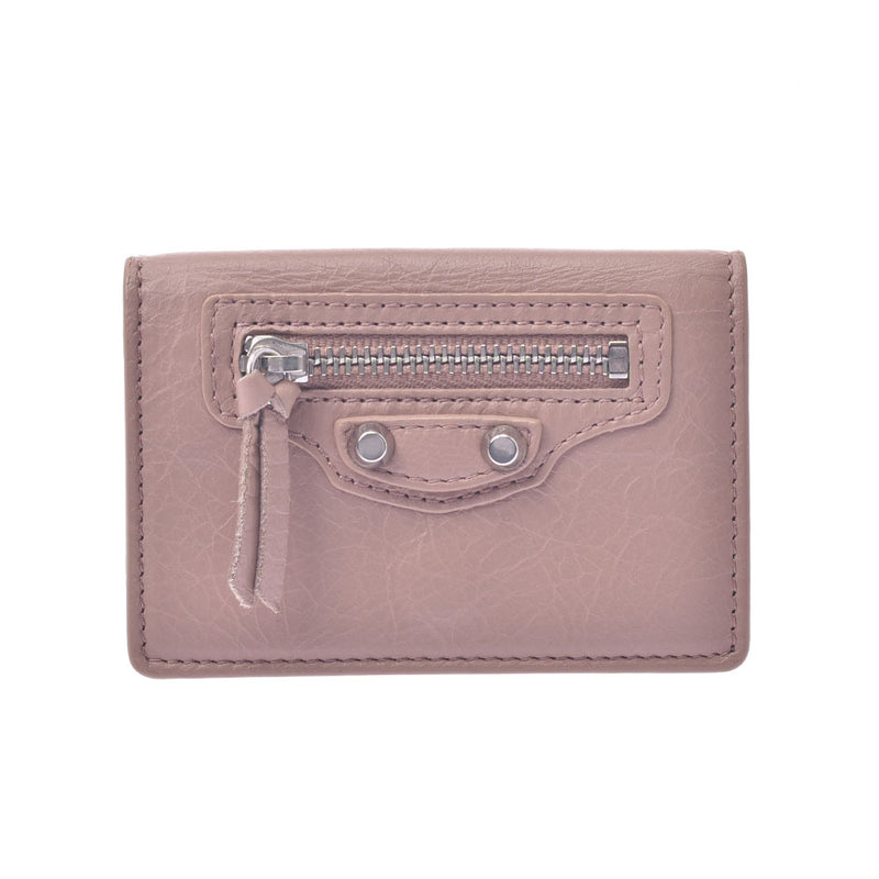 [Financial sales] BALENCIAGA Valencia Classic Mini Wallet Pink Beige Women's Curf Three Folded Wallets Unused Silgrin