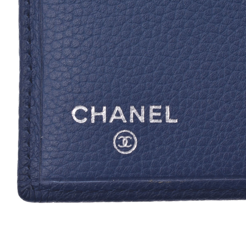 [Financial sales] CHANEL Chanel Small Flap Two-folded wallpaper Dark Blue Men's Curf Wallet New Solder Silver