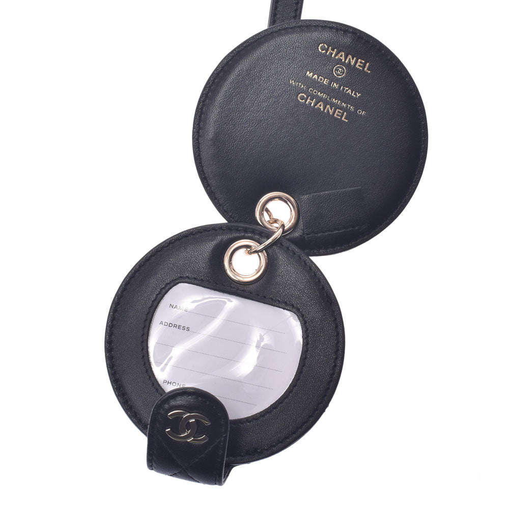 CHANEL シャネル　マトラッセ ラムスキン ネームタグチャーム ストラップ シャネルネームタグ付きバッグチャーム 14143 黒 ユニセックス