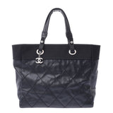 Chanel Chanel Parivi Litz Tote MM黑色男女皆宜的凝固/帆布手提袋A-Rank使用Silgrin