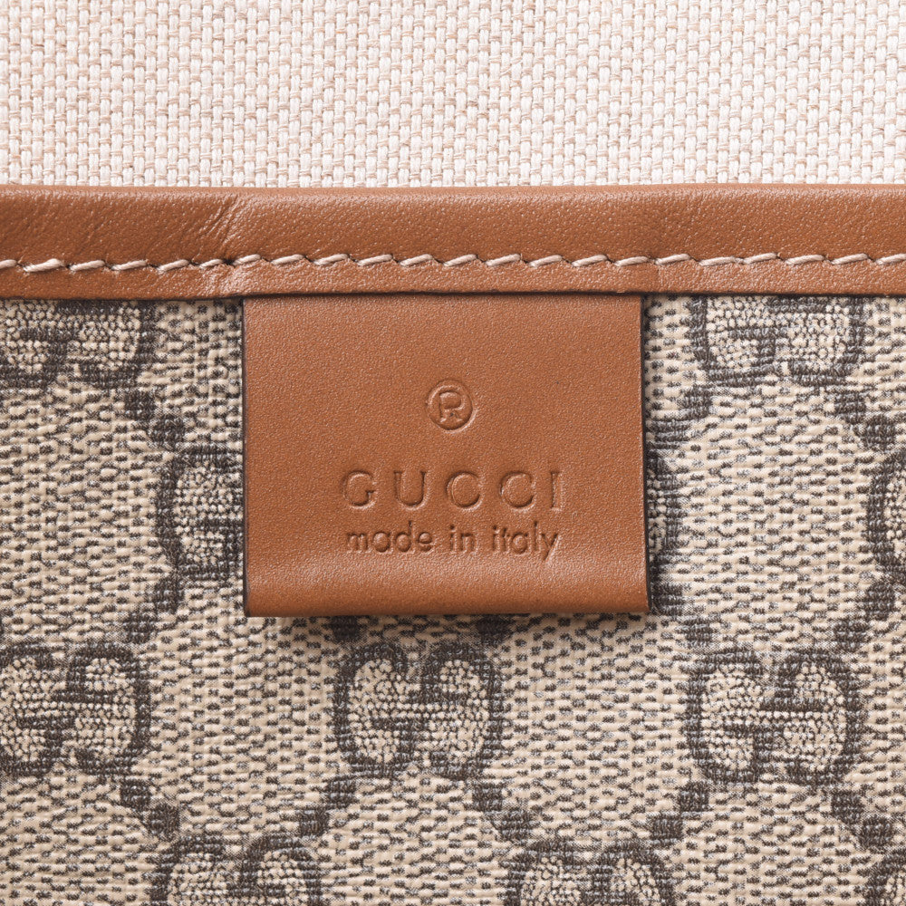 GUCCI グッチ GGプラス シェリーライン ハンドバッグ ベージュ/ブラウン 211134 ユニセックス GGスプリームキャンバス レザー トート バッグ 新同 中古 銀蔵