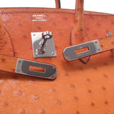 Hermes Hermes Burkin 35 Orange Silver Bracket □ J-engraved (around 2006) Unisex Austrich Handbag AB Rank Used Sinkjo