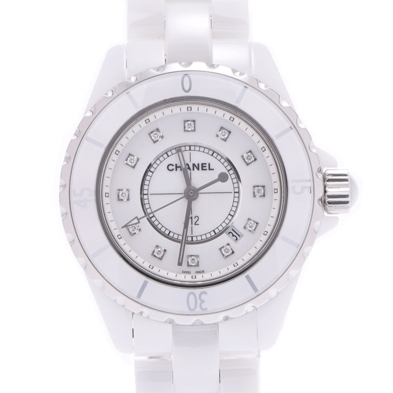 CHANEL Chanel J12 33mm 12P Diamond New Buckle H1628 Boys White Ceramic/SS Watch Quartz White Dial A Rank Used Ginzo