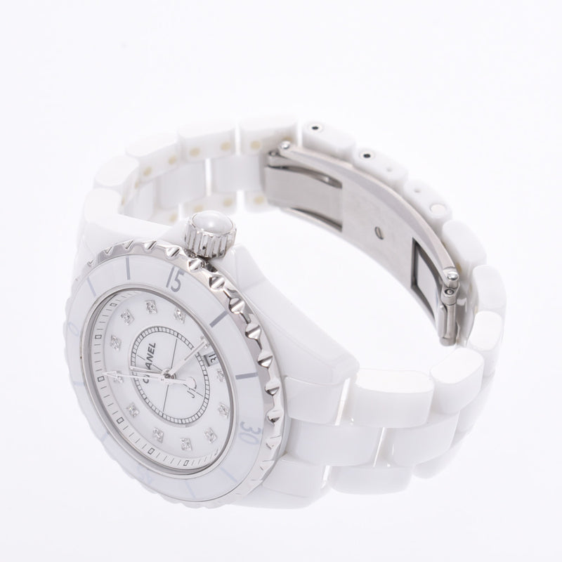 CHANEL Chanel J12 33mm 12P Diamond New Buckle H1628 Boys White Ceramic/SS Watch Quartz White Dial A Rank Used Ginzo