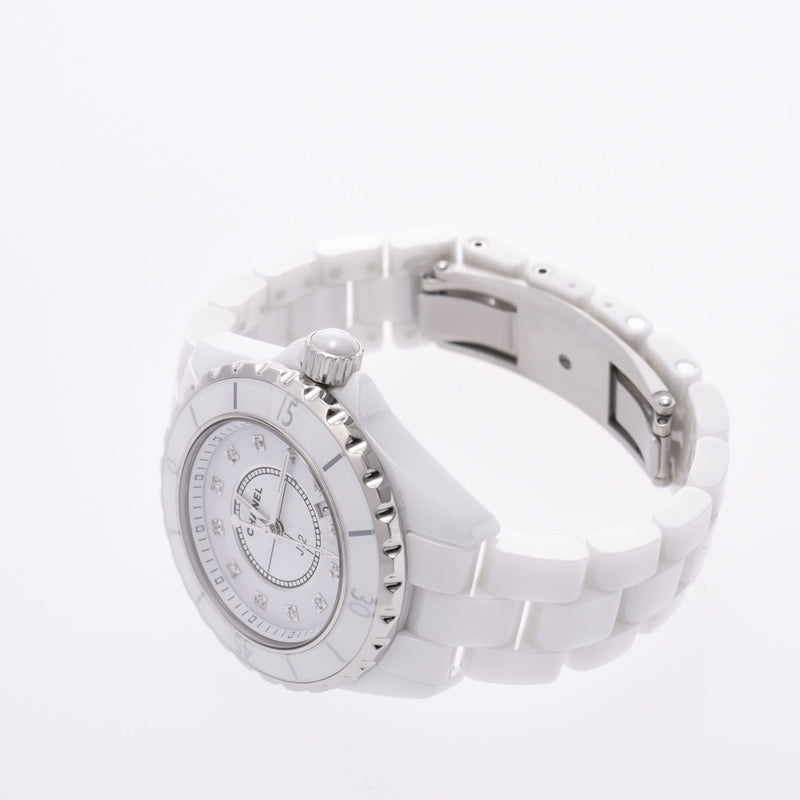 CHANEL Chanel J12 33mm 12P diamond H1628 Boys white ceramic /SS watch quartz white clockface A rank used silver storehouse