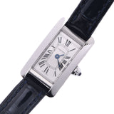 CARTIER Cartier Tank American WSTA0032 Ladies SS/Leather Watch Quartz Silver Dial A Rank Used Ginzo