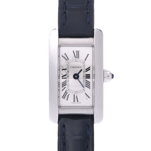 CARTIER Cartier Tank American WSTA0032 Ladies SS/Leather Watch Quartz Silver Dial A Rank Used Ginzo