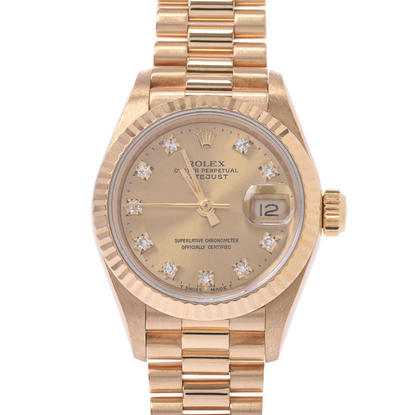 ROLEX Rolex: Dytojast 10P Diamond: 69178G Ladies: YG wristwatch, automatic winding champagne, Class A, used in silver.