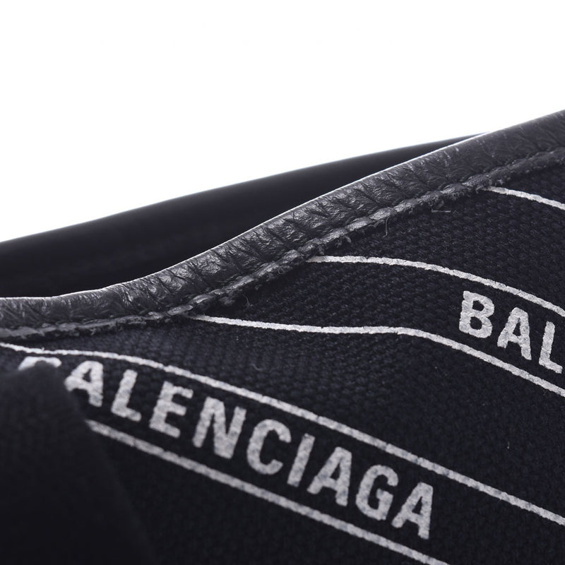 BALENCIAGA バレンシアガ ネイビーカバス ロゴ トートバッグ 黒/白 339933 レディース キャンバス/レザー ハンドバッグ ABランク 中古 銀蔵