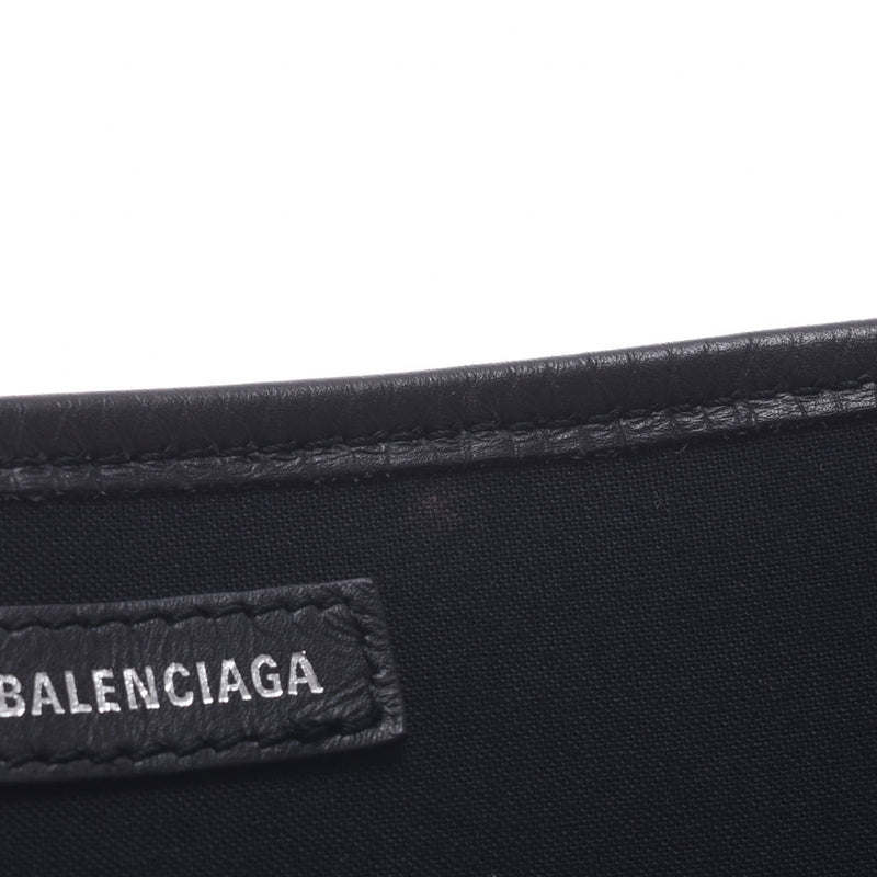 BALENCIAGA バレンシアガ ネイビーカバス ロゴ トートバッグ 黒/白 339933 レディース キャンバス/レザー ハンドバッグ ABランク 中古 銀蔵