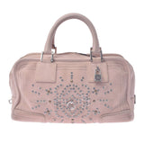 LOEWE Loewe Rhinestone Pink Beige Silver Bracket Women's Suede Handbag B Rank Used Sinkjo