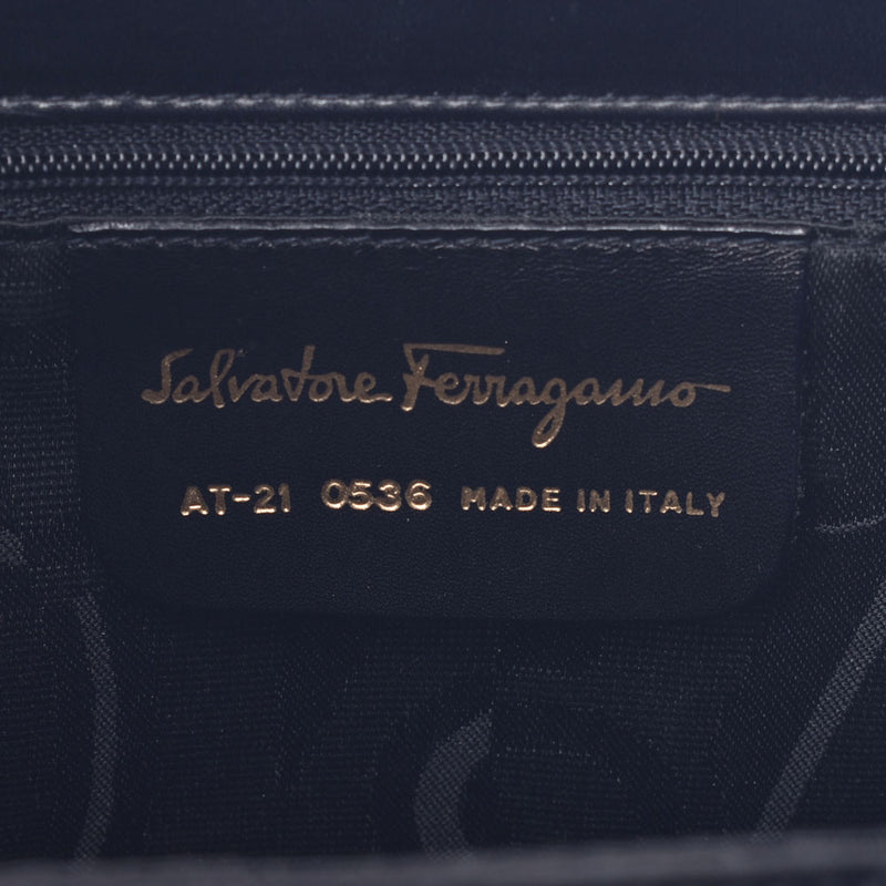 Salvatore Ferragamo Ferragamo Gantini Black Gold Gracket女装卷曲手提包B等级使用Silgrin