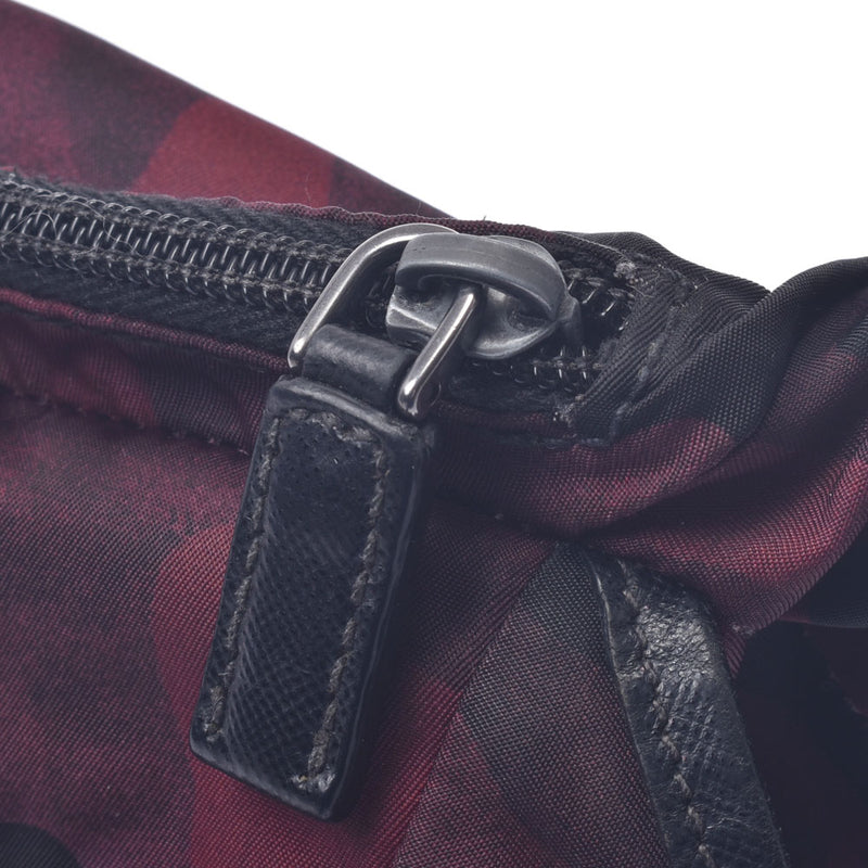 【Financial Results Sale】 PRADA Prada Camouflage Camofra Red /Black Unisex Nylon Shoulder Bag B Rank Used Ginzo