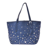 Jimmy Choo Jimmy Choo Tote Bag Mini Star Studs Metallic Blue Silver Bracket Ladies Curf Handbags AB Rank Used Silgrin