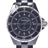 CHANEL シャネル J12 33mm 12Pダイヤ メンズ 黒セラミック/SS 腕時計 自動巻き 黒文字盤 Aランク 中古 銀蔵