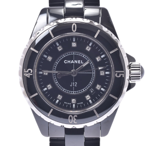 CHANEL Chanel J12 33mm 12P Diamond Men's Black Ceramic / SS Watch Automatic Black Dynx A-Rank Used Silgrin