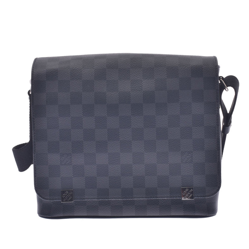 Louis Vuitton Louis Vuitton Damier Graphit District PM NM Black N41028 Men's Dumier Graphit Canvas Shoulder Bag Unused Silgrin