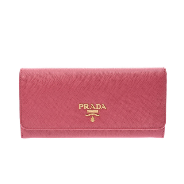 PRADA Prada Pass Case with Pink 1MH132 Unisex Suffiano Long Wallet New Sanko